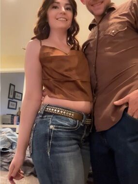 Pink Lily Brown Satin Cowl Neck Spaghetti Strap Camisole